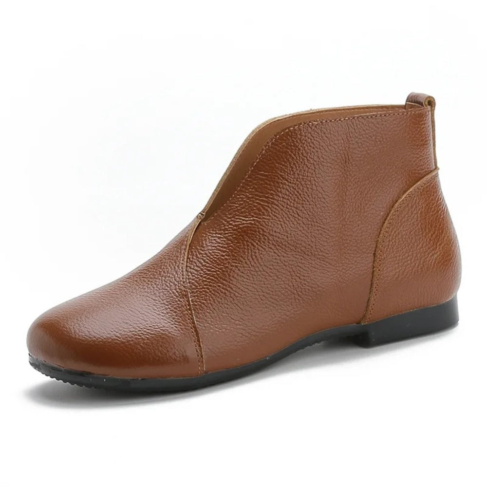 "Bottines à enfiler pour femme en cuir rouge