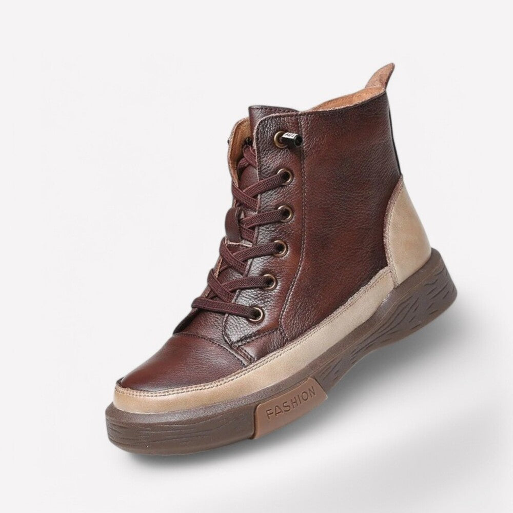 Bottines femme plates marron