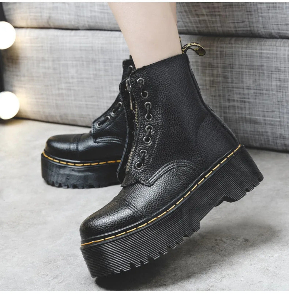 Bottines à lacets cuir femme compensées