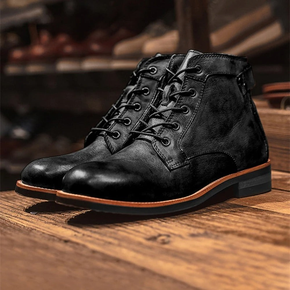 Bottines américaines à lacets pour homme en cuir