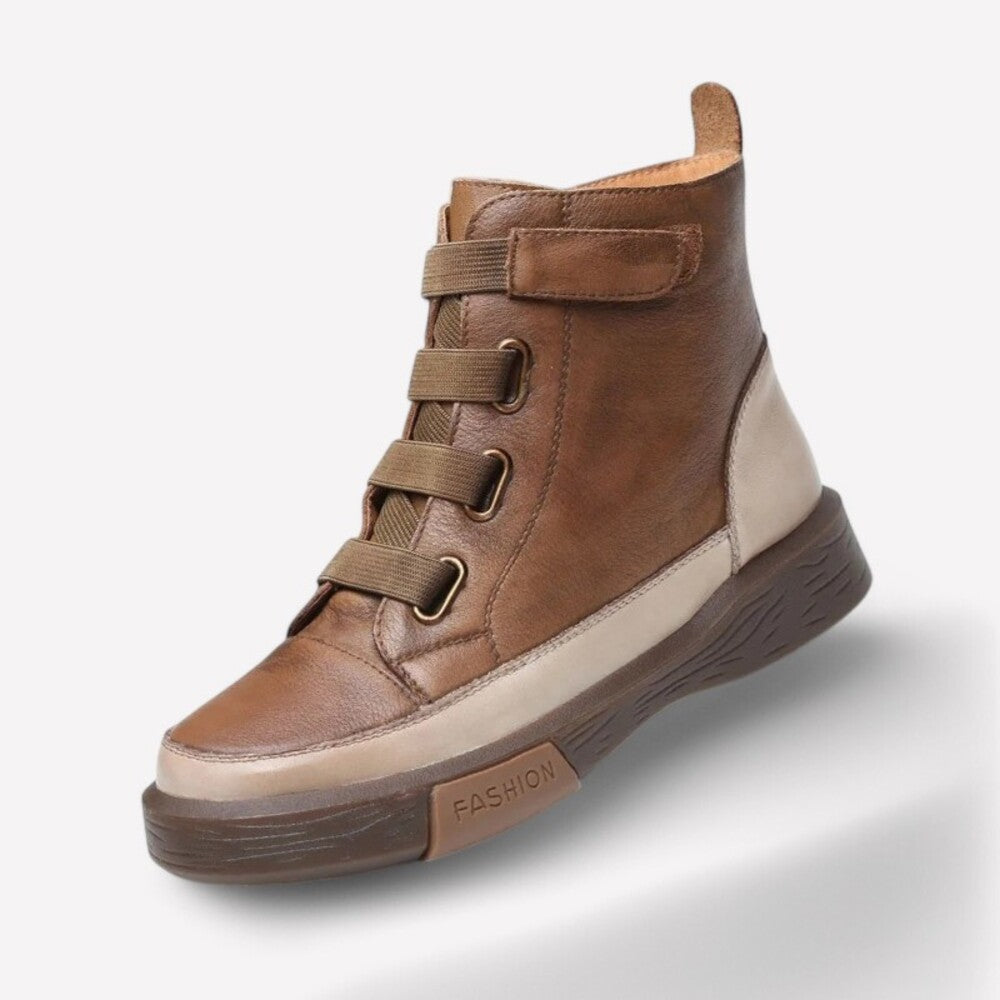 Bottines femme plates marron