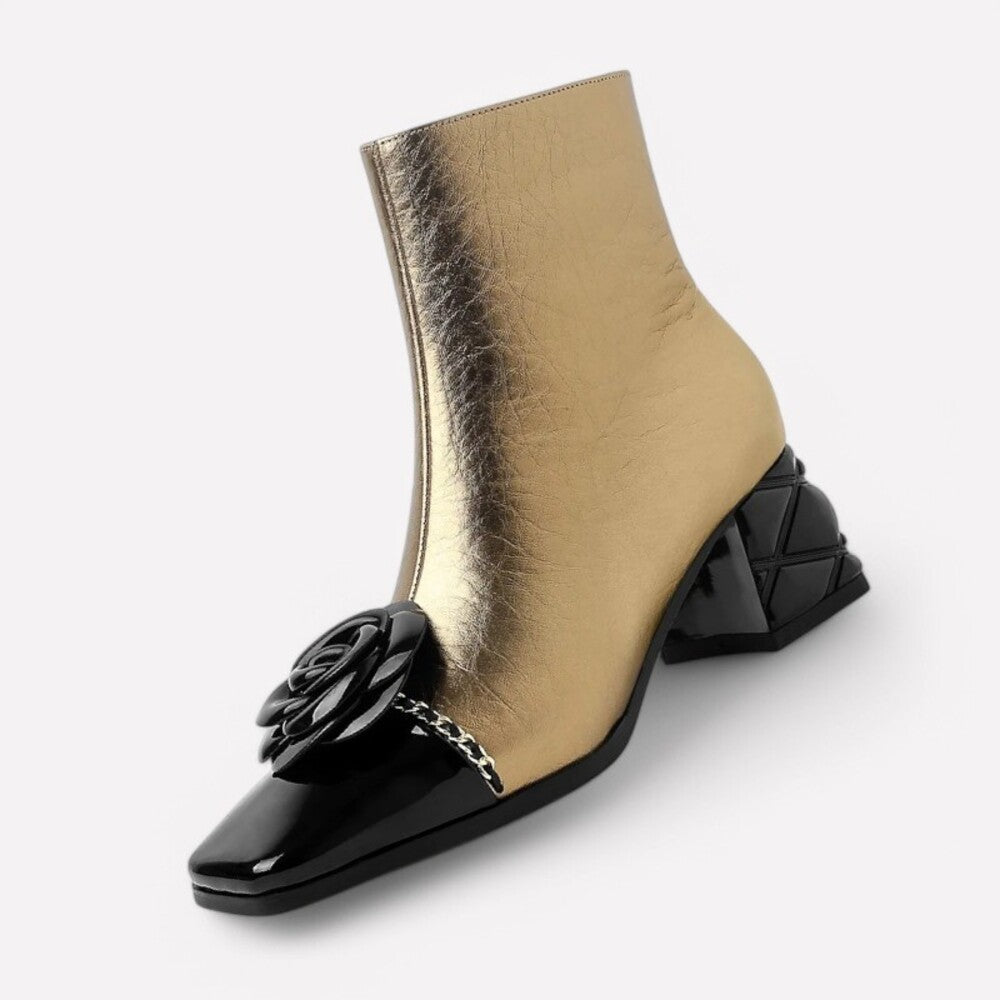 Bottines noir et or