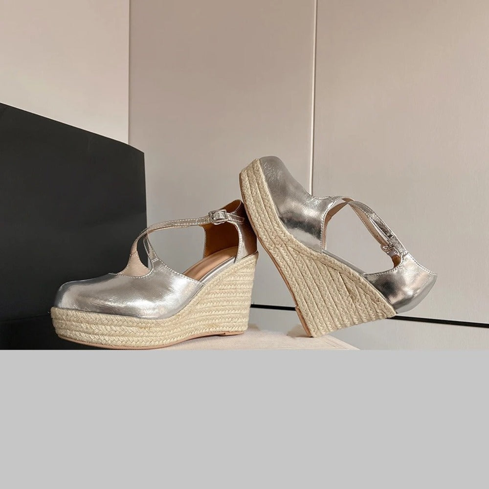 Espadrille argentée femme