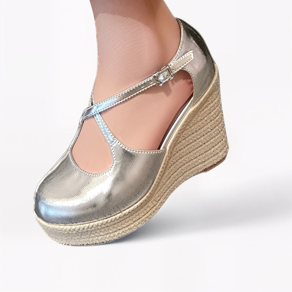 Espadrille argentée femme