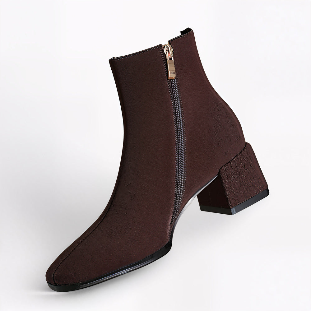 Bottines femme en daim teinte chocolat