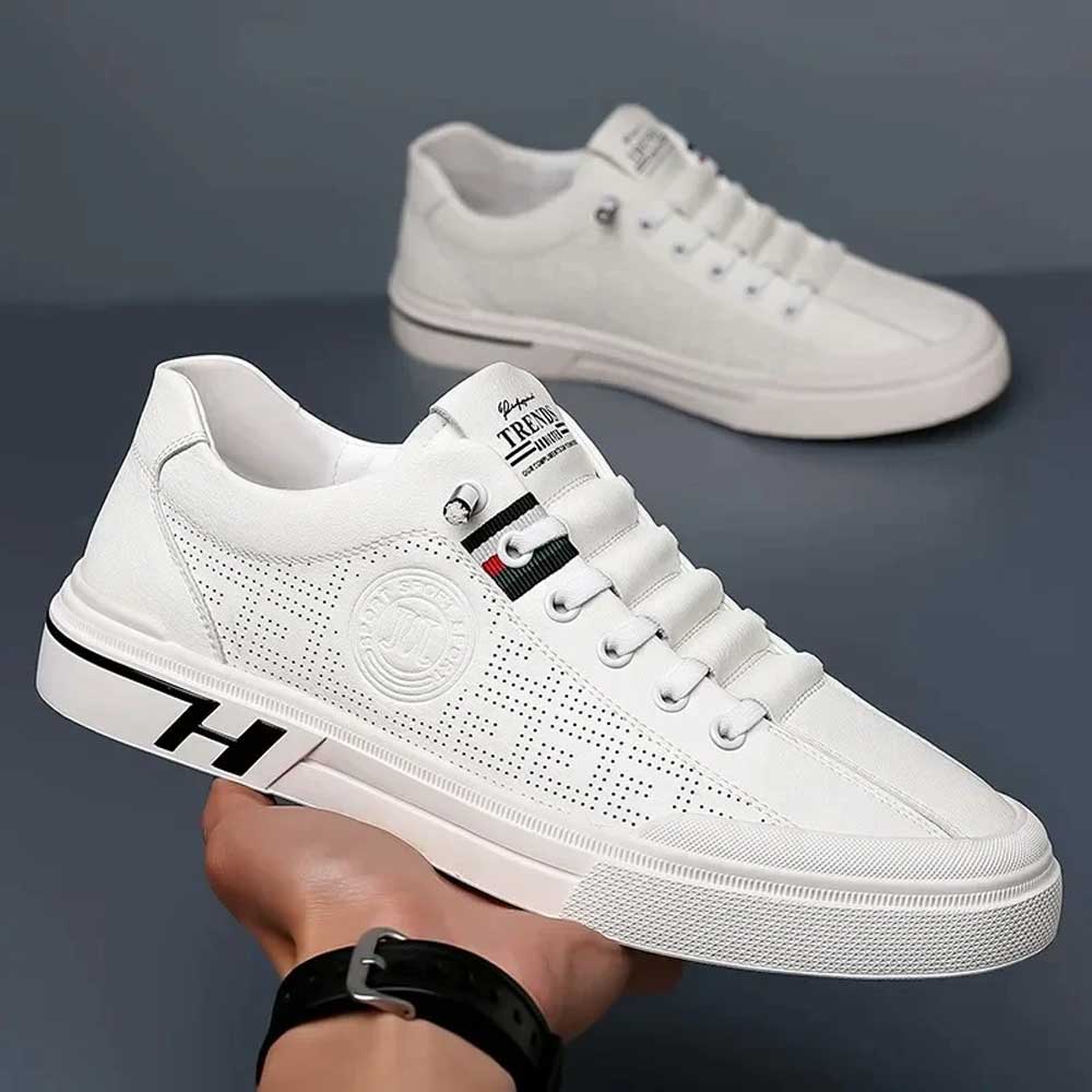 Basket cuir blanc homme