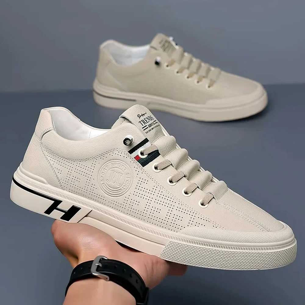Basket cuir blanc homme