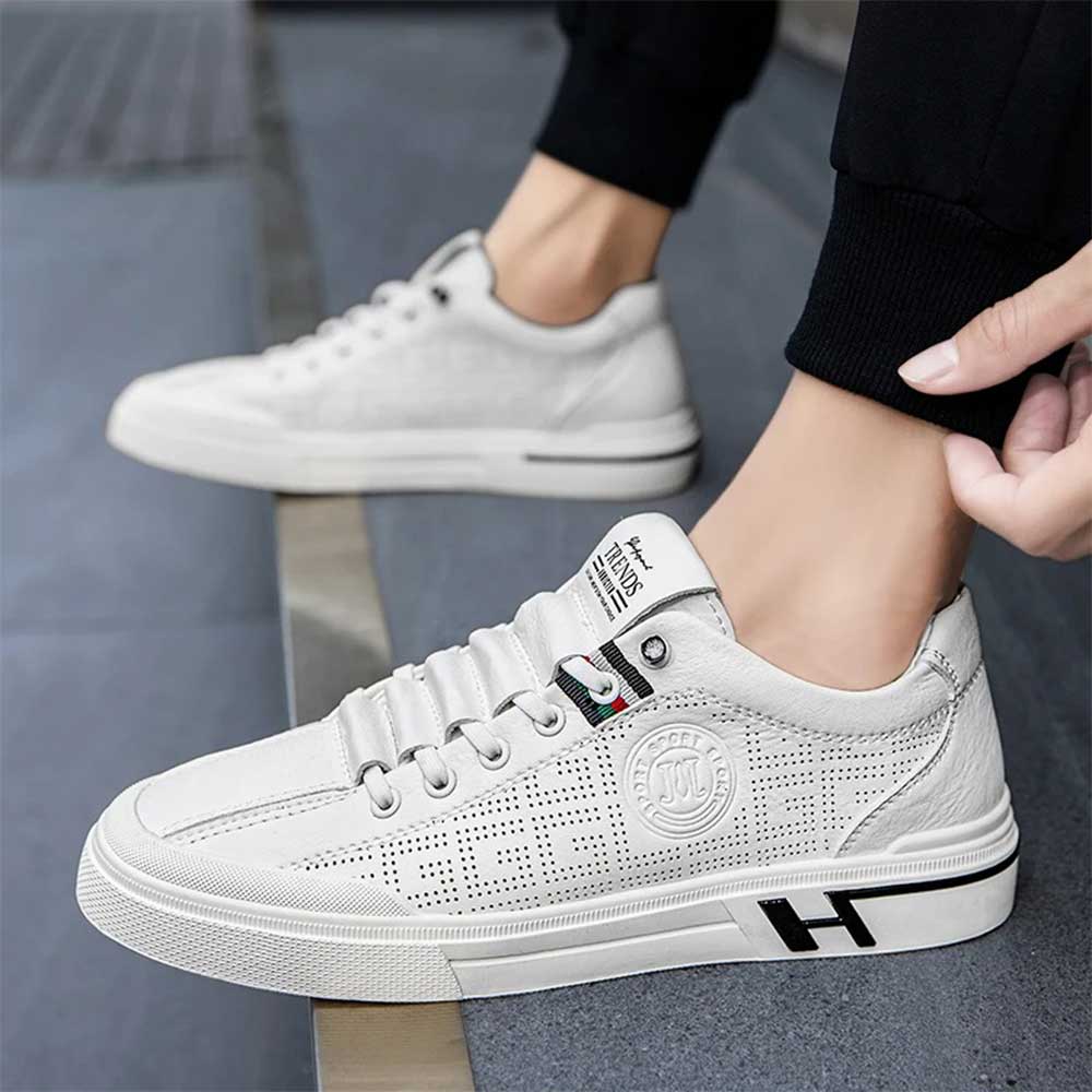 Basket cuir blanc homme