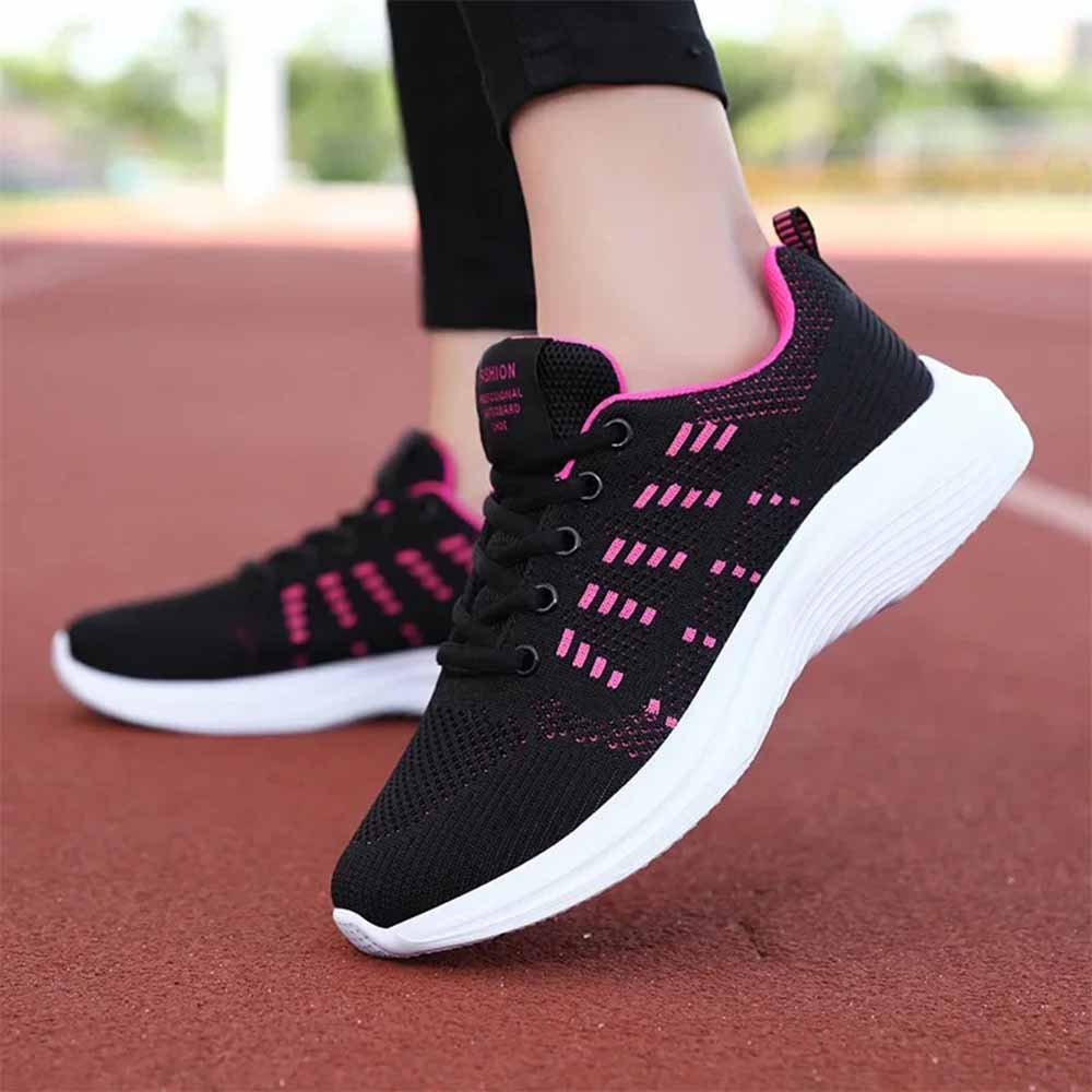 Basket femme noir et rose