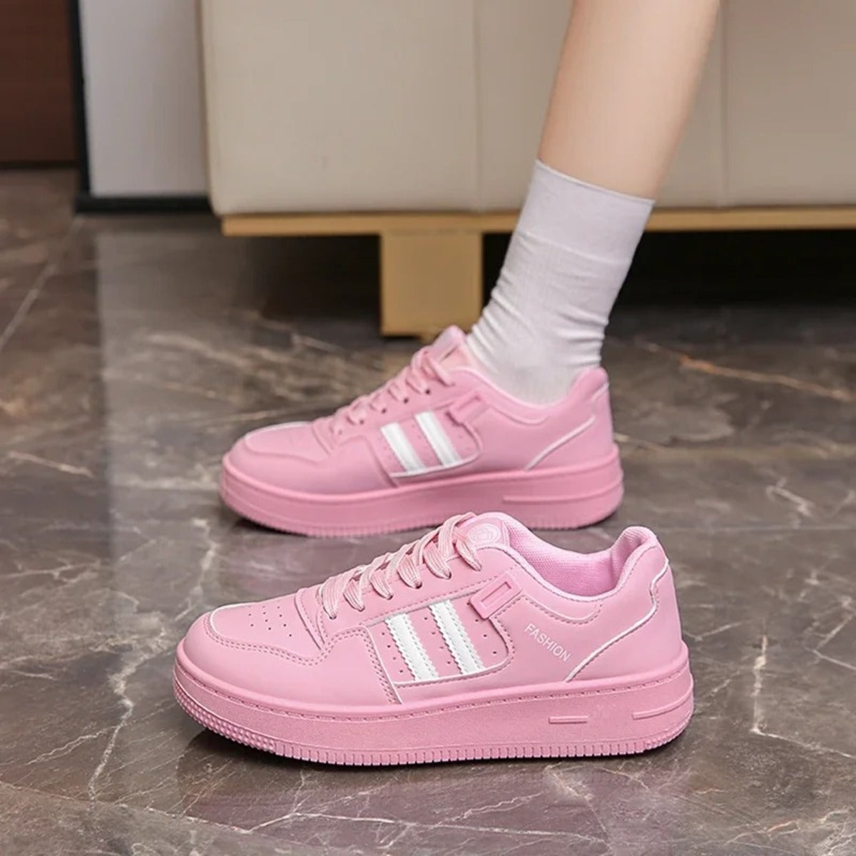 Basket femme rose poudré