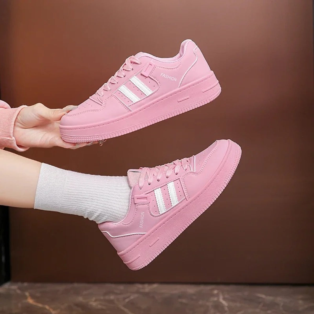 Basket femme rose poudré