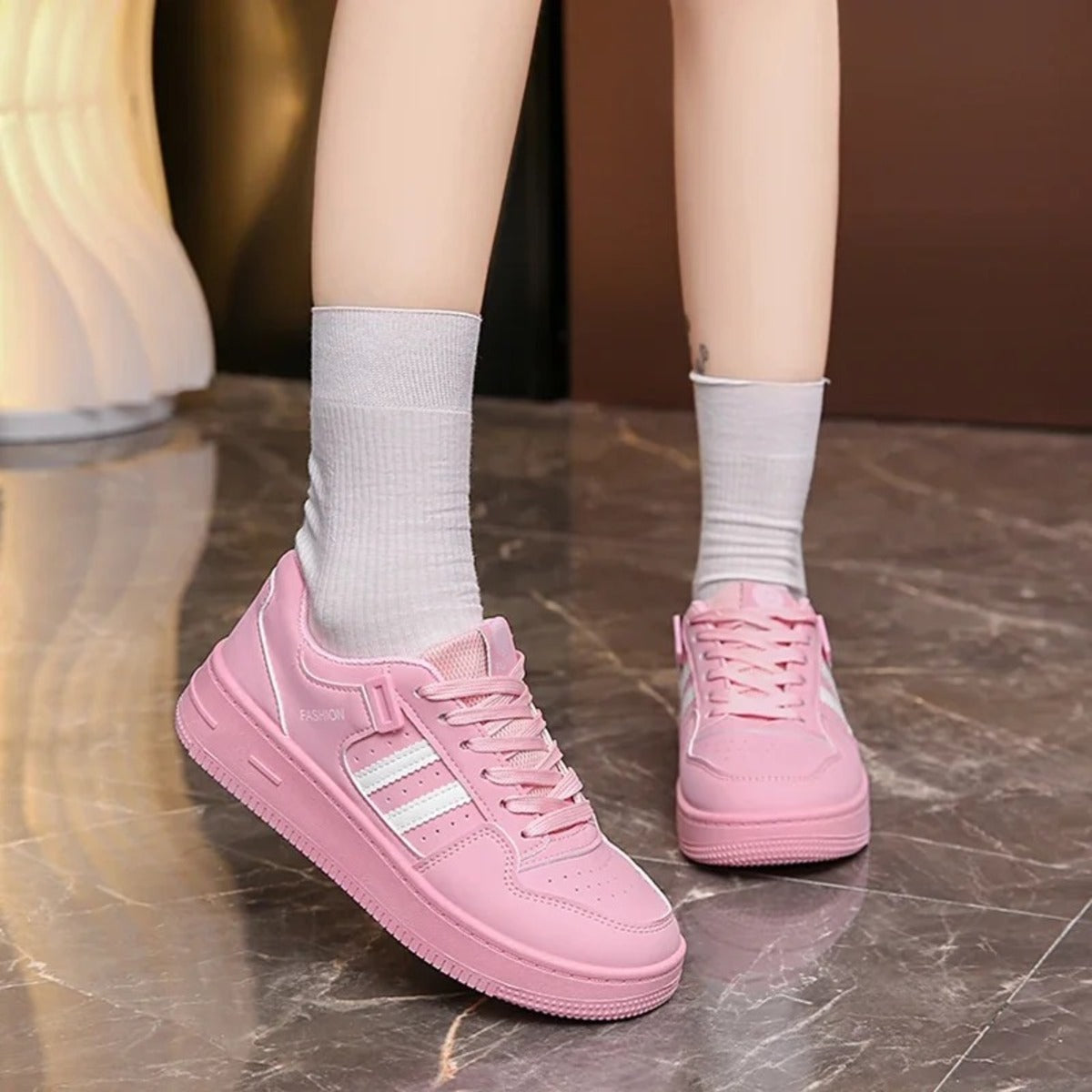 Basket femme rose poudré
