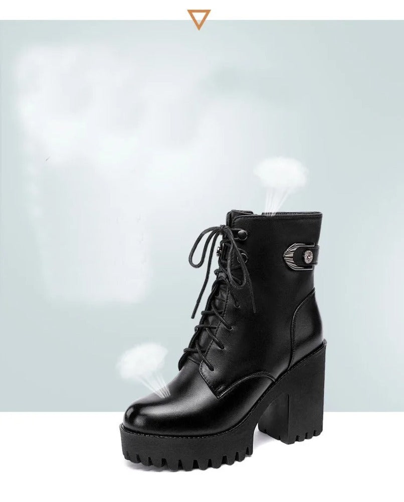 Bottine haute à lacets pour femme