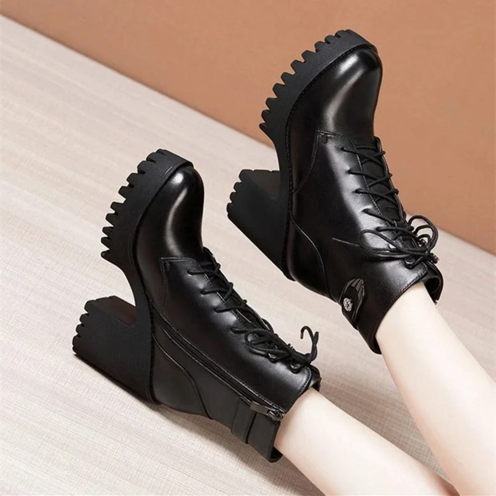 Bottine haute à lacets pour femme