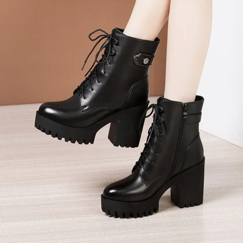 Bottine haute à lacets pour femme