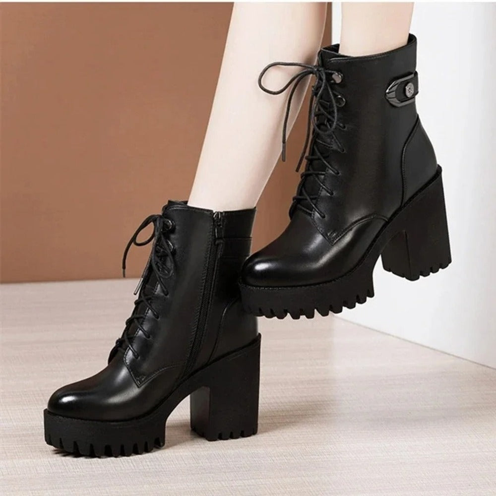 Bottine haute à lacets pour femme
