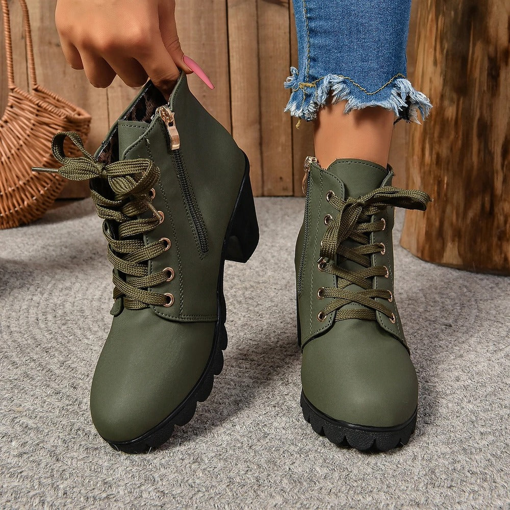 Bottines à lacets en cuir pour femme