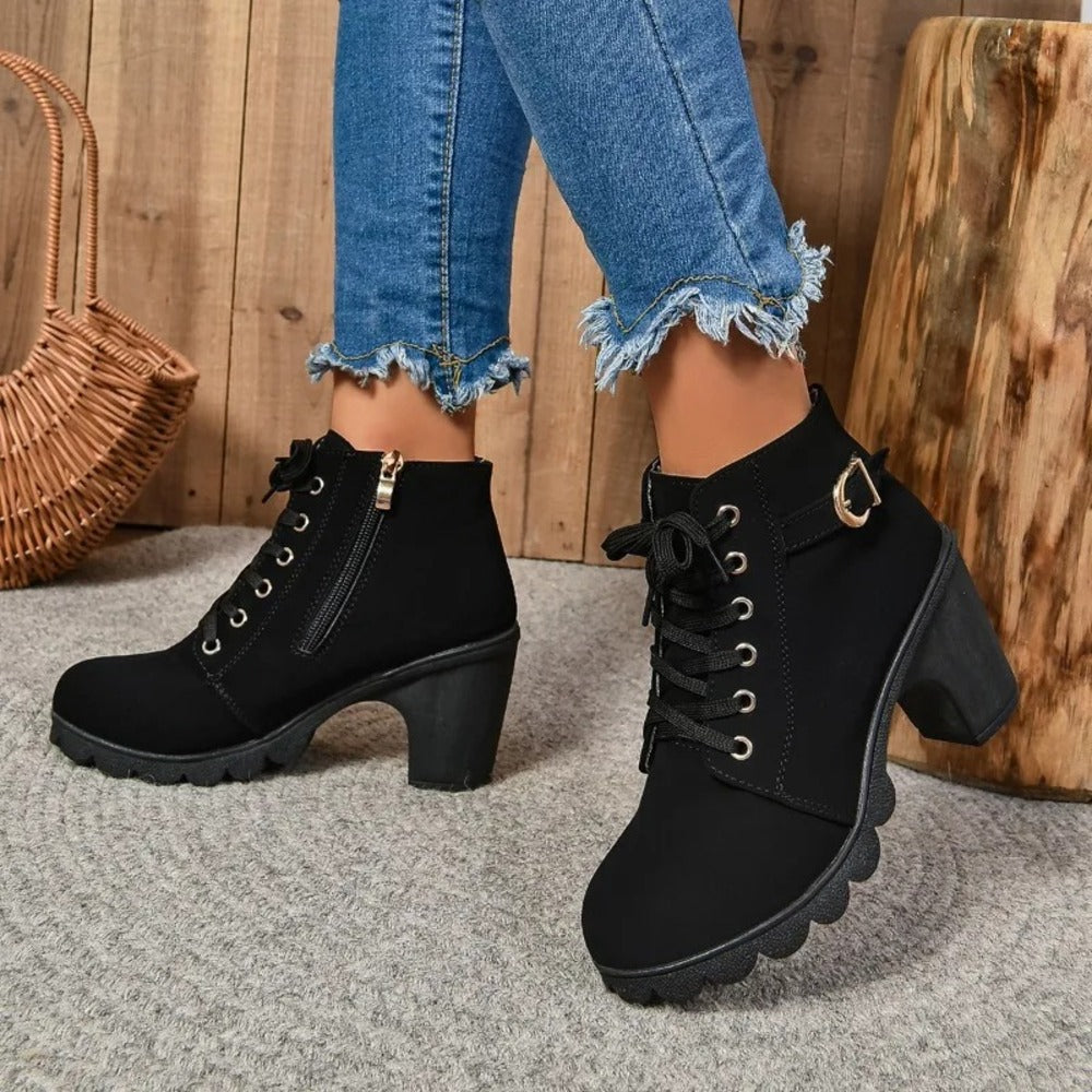 Bottines à lacets en cuir pour femme