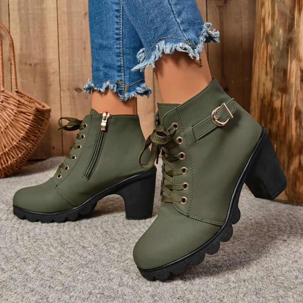 Bottines à lacets en cuir pour femme