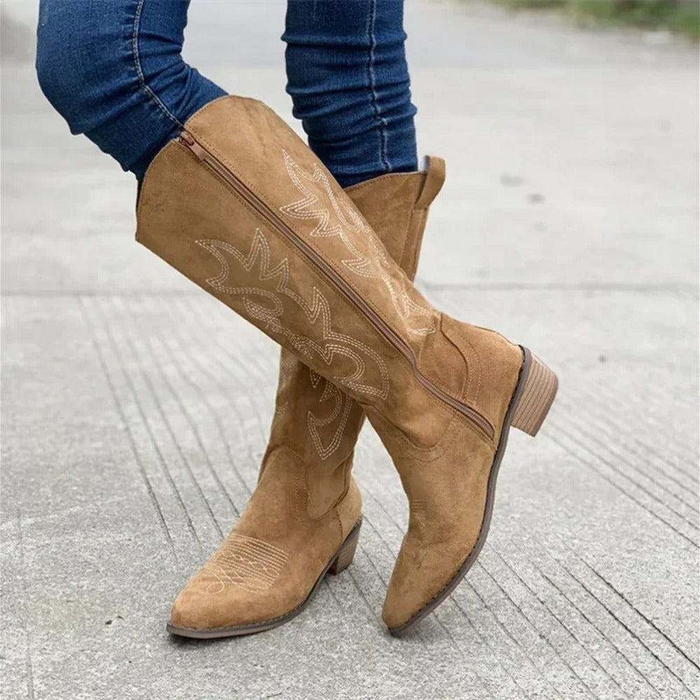 Bottine cowboy beige
