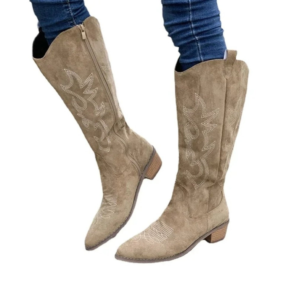 Bottine cowboy beige