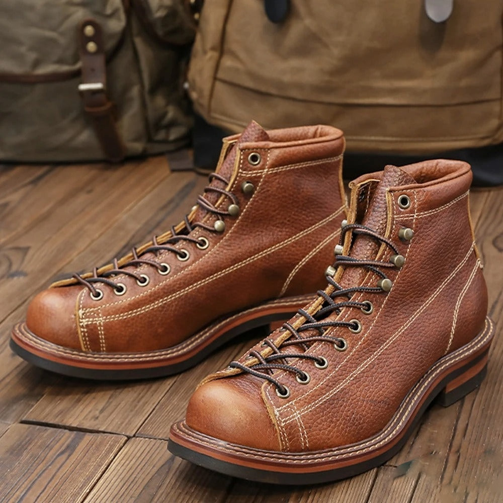 Bottine souple en cuir marron pour homme