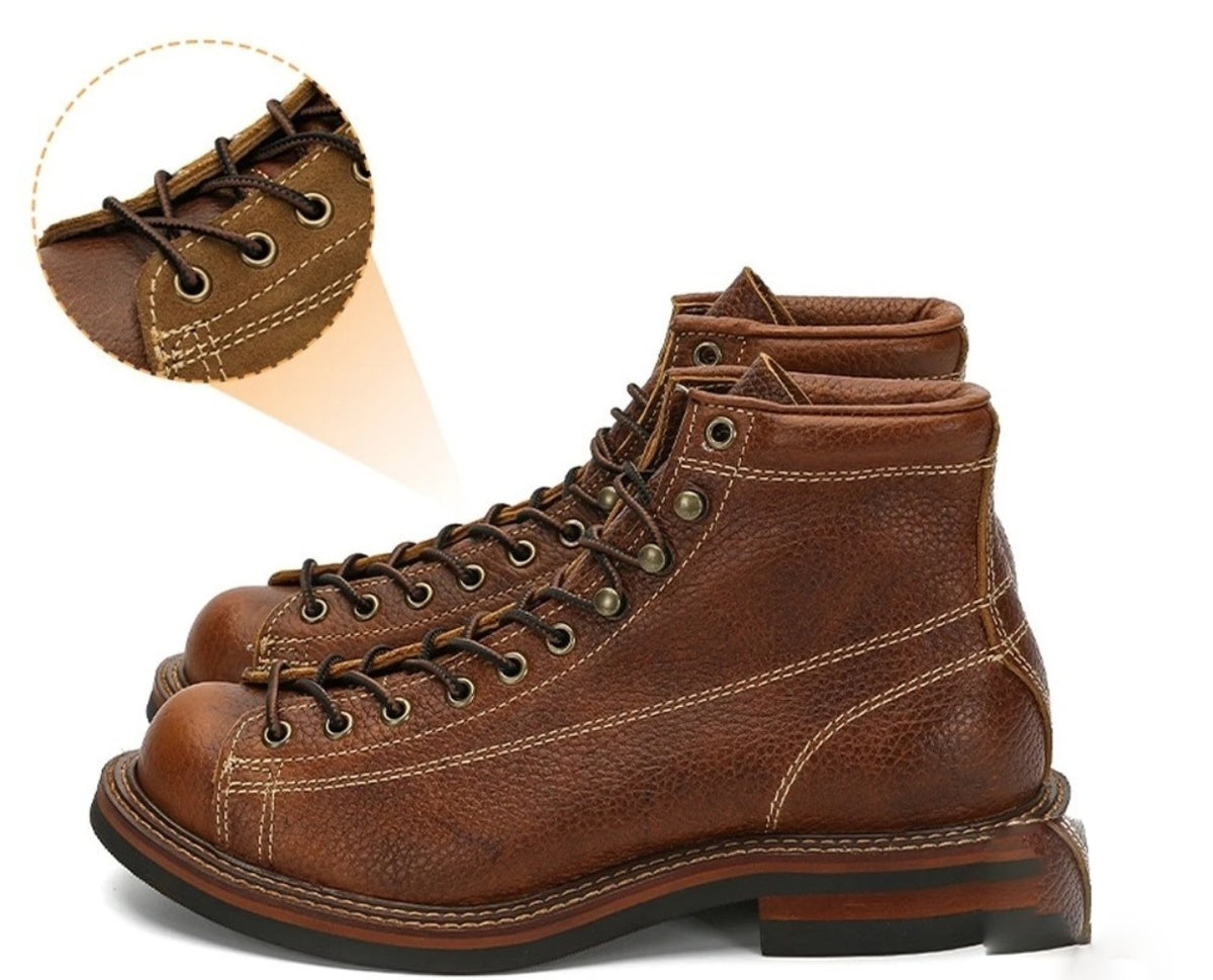 Bottine souple en cuir marron pour homme