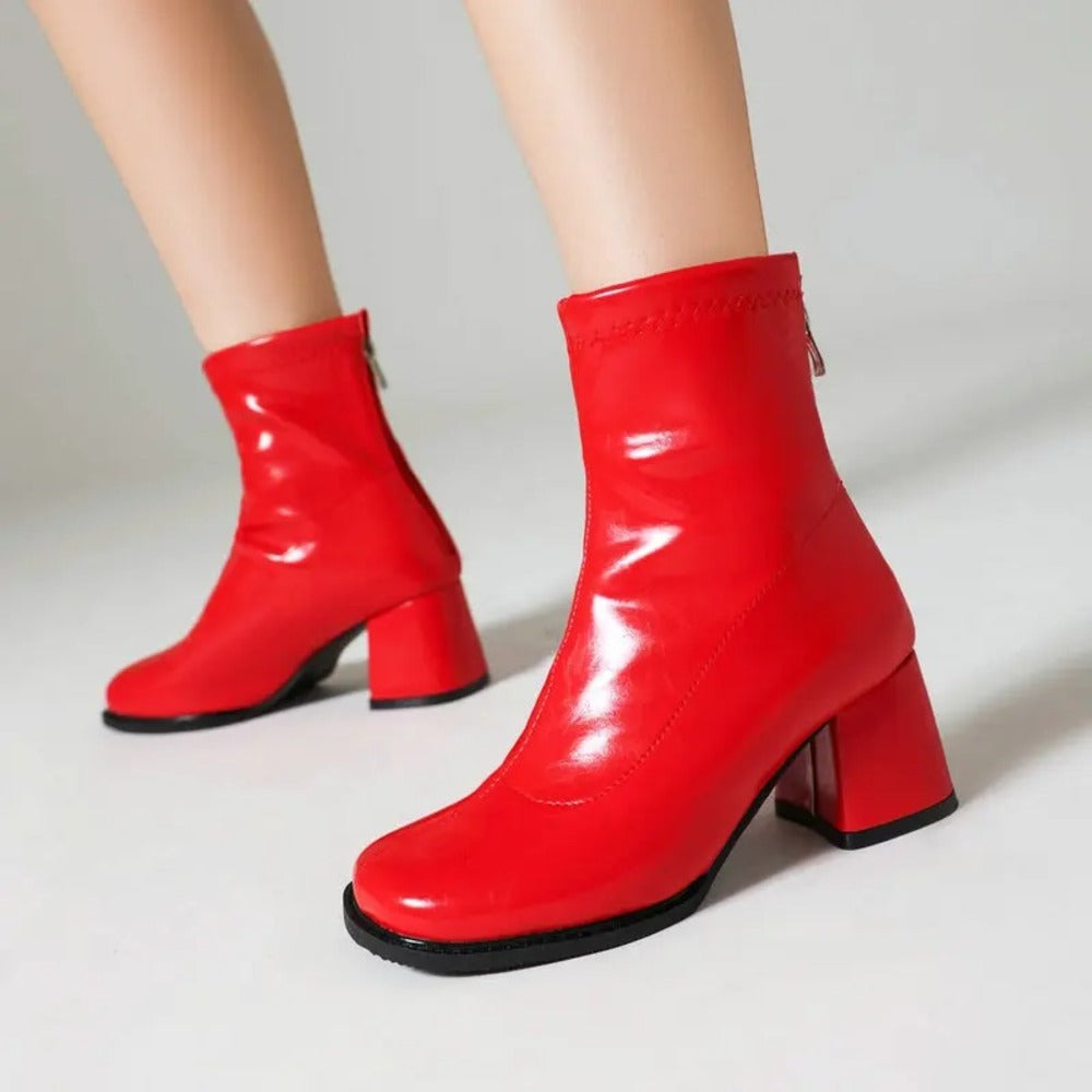 Bottines en cuir verni