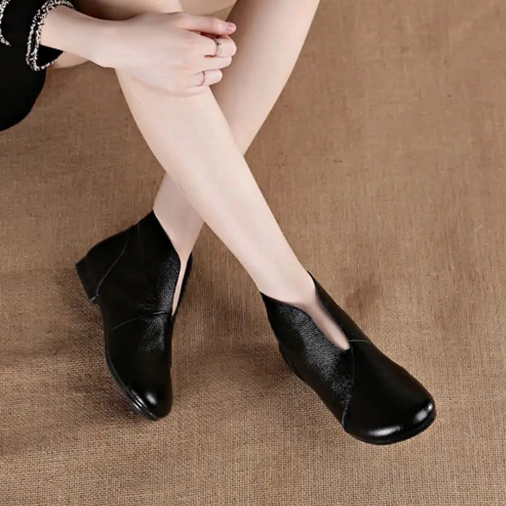 "Bottines à enfiler pour femme en cuir rouge