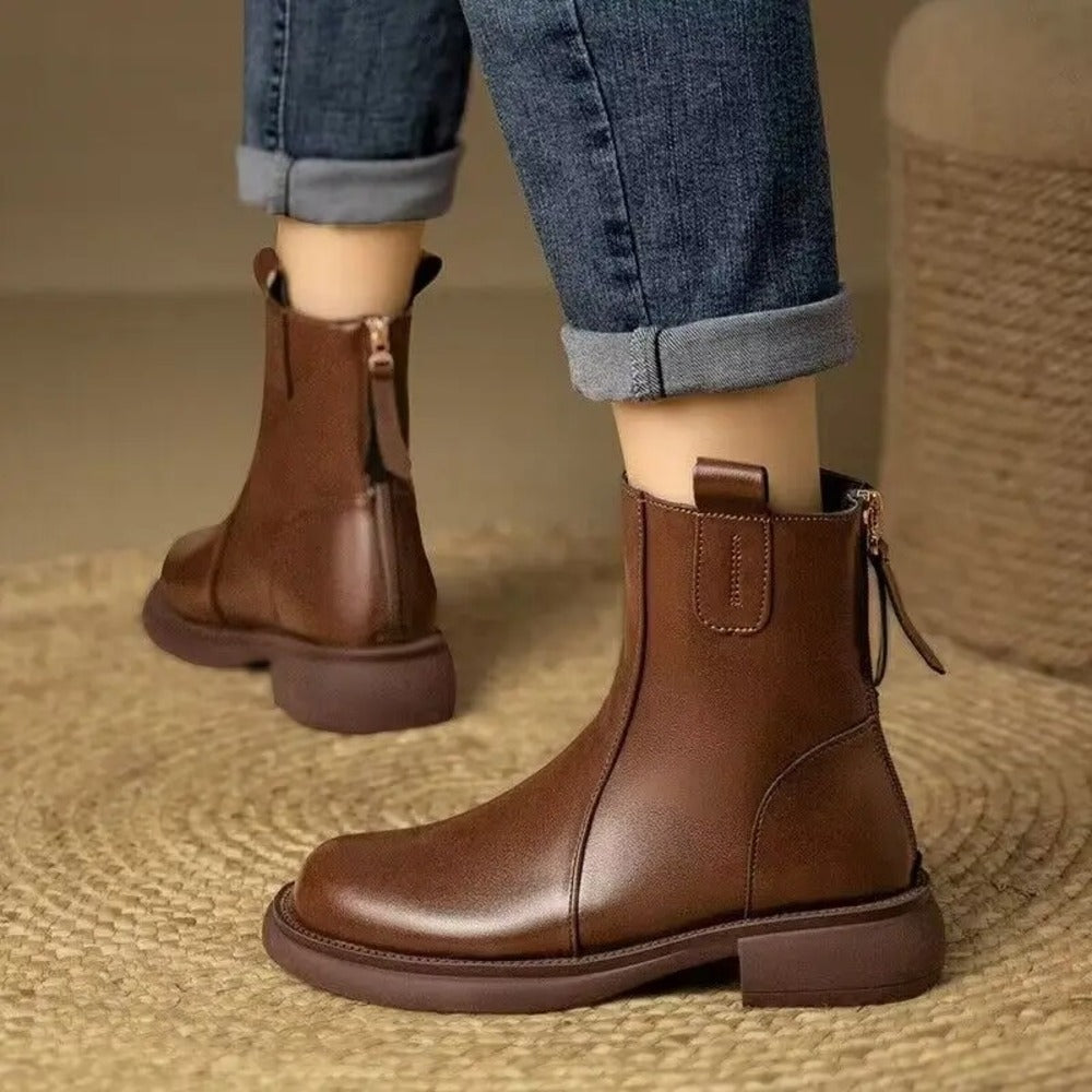 Bottines plates marron pour femme