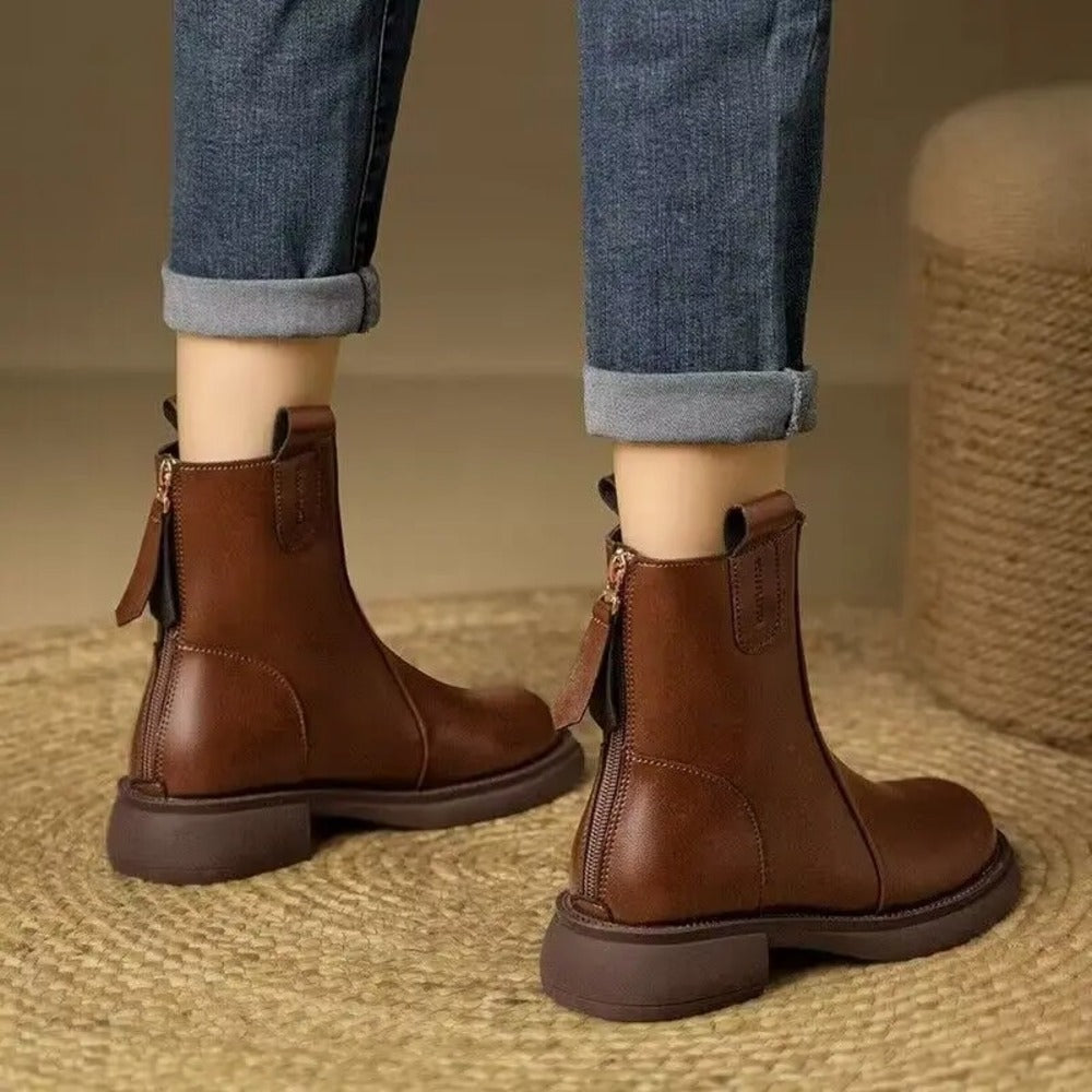 Bottines plates marron pour femme