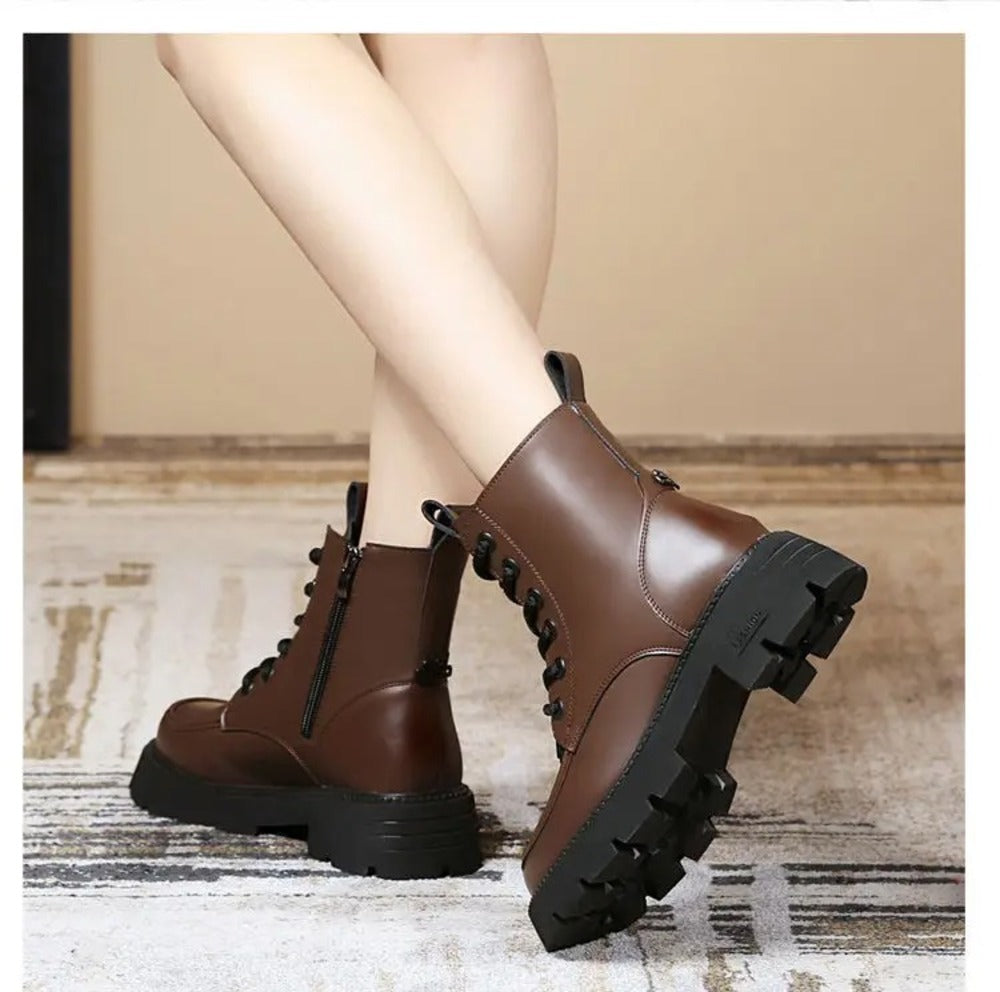 Bottines marron foncé rembourrées avec moumoutte