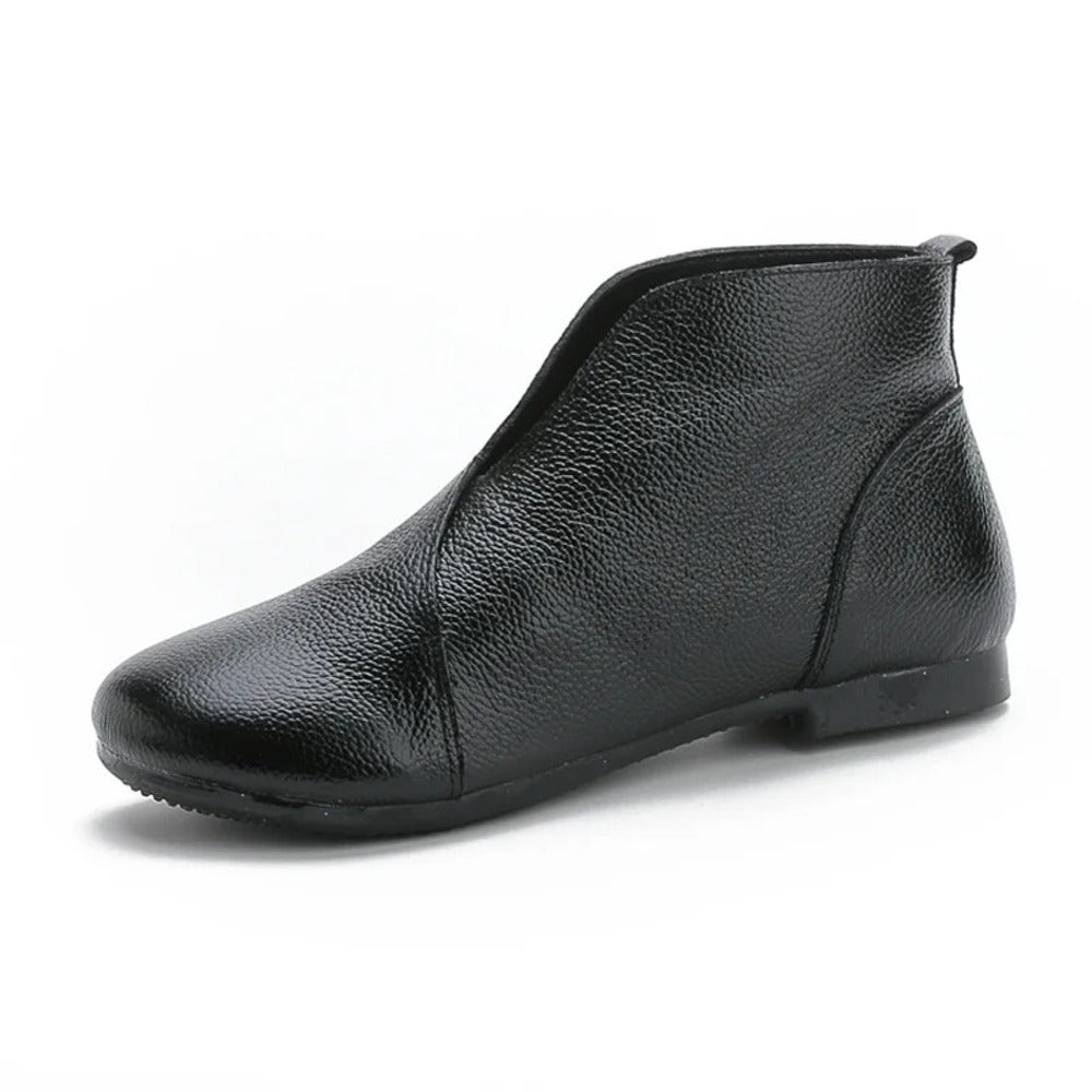 "Bottines à enfiler pour femme en cuir rouge