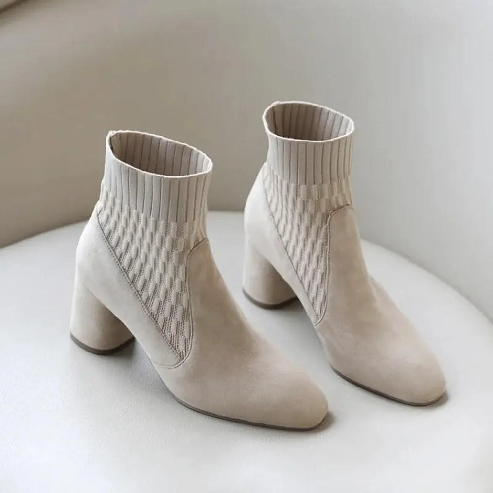 Bottines à talon en daim à enfiler
