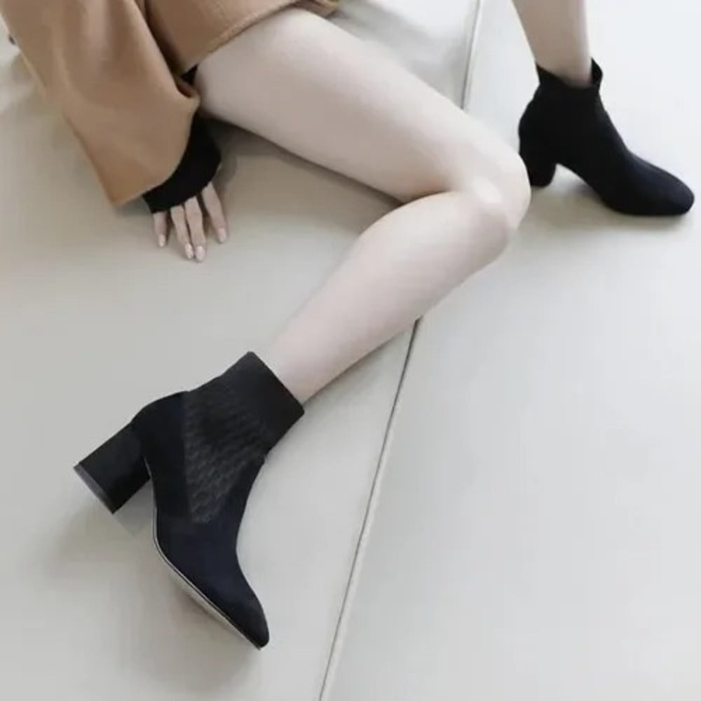 Bottines à talon en daim à enfiler