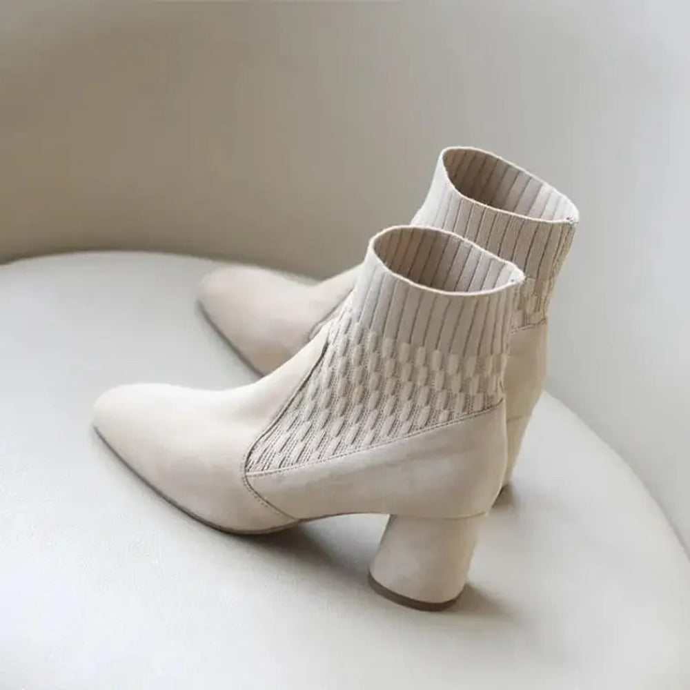 Bottines à talon en daim à enfiler