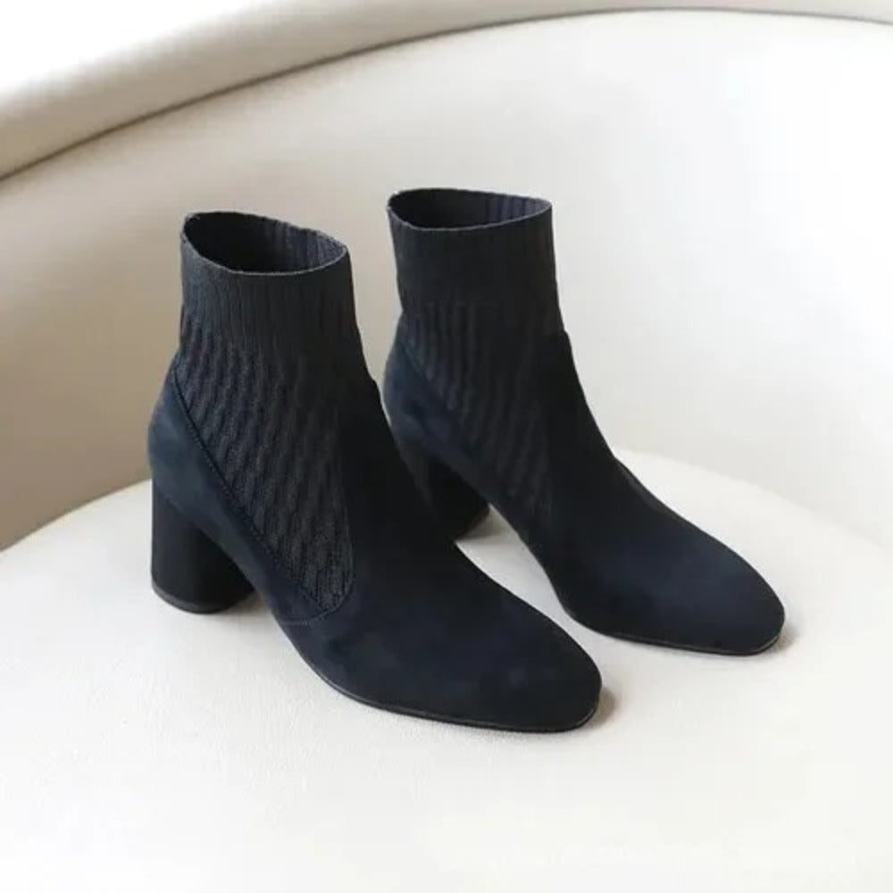 Bottines à talon en daim à enfiler