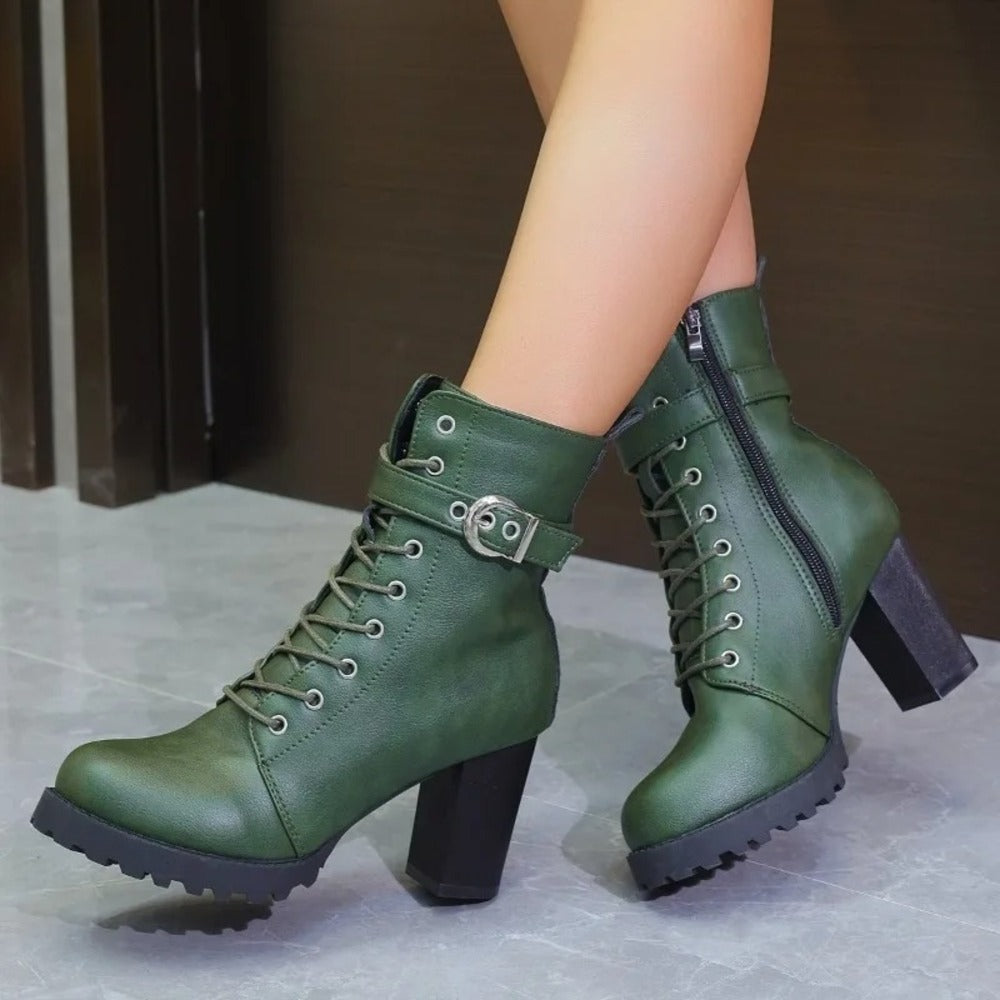 Bottines à lacets en cuir pour femme