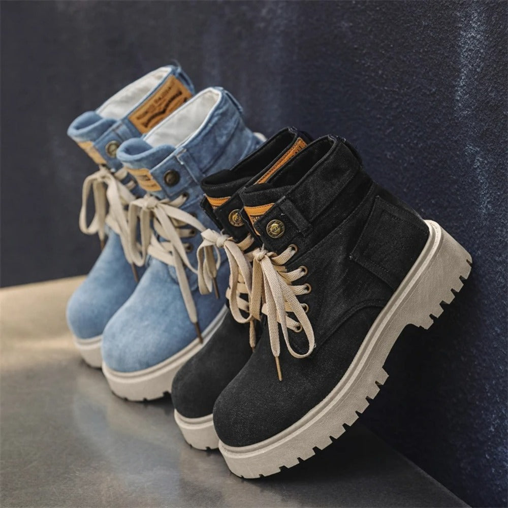 Bottines bleues effet jean