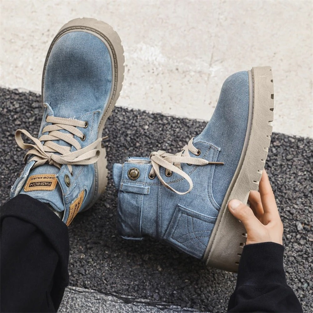 Bottines bleues effet jean