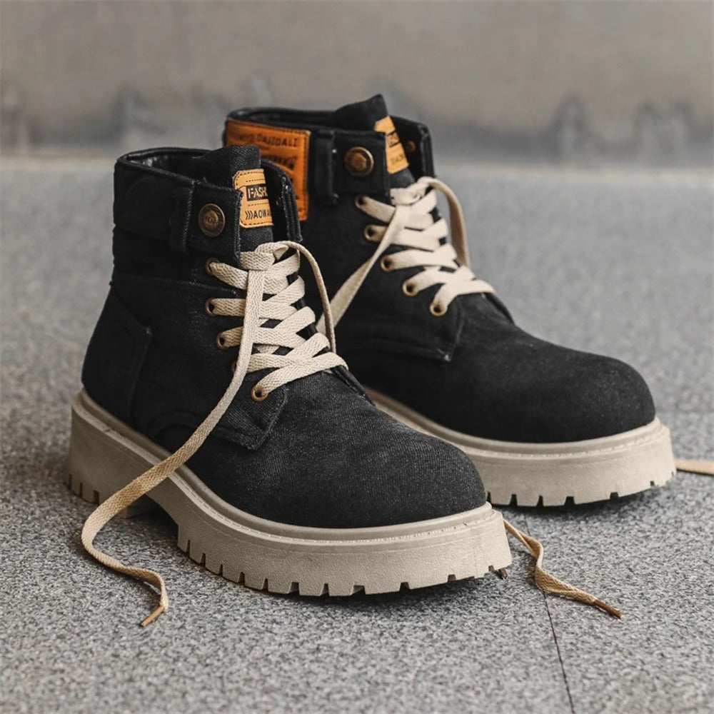 Bottines bleues effet jean