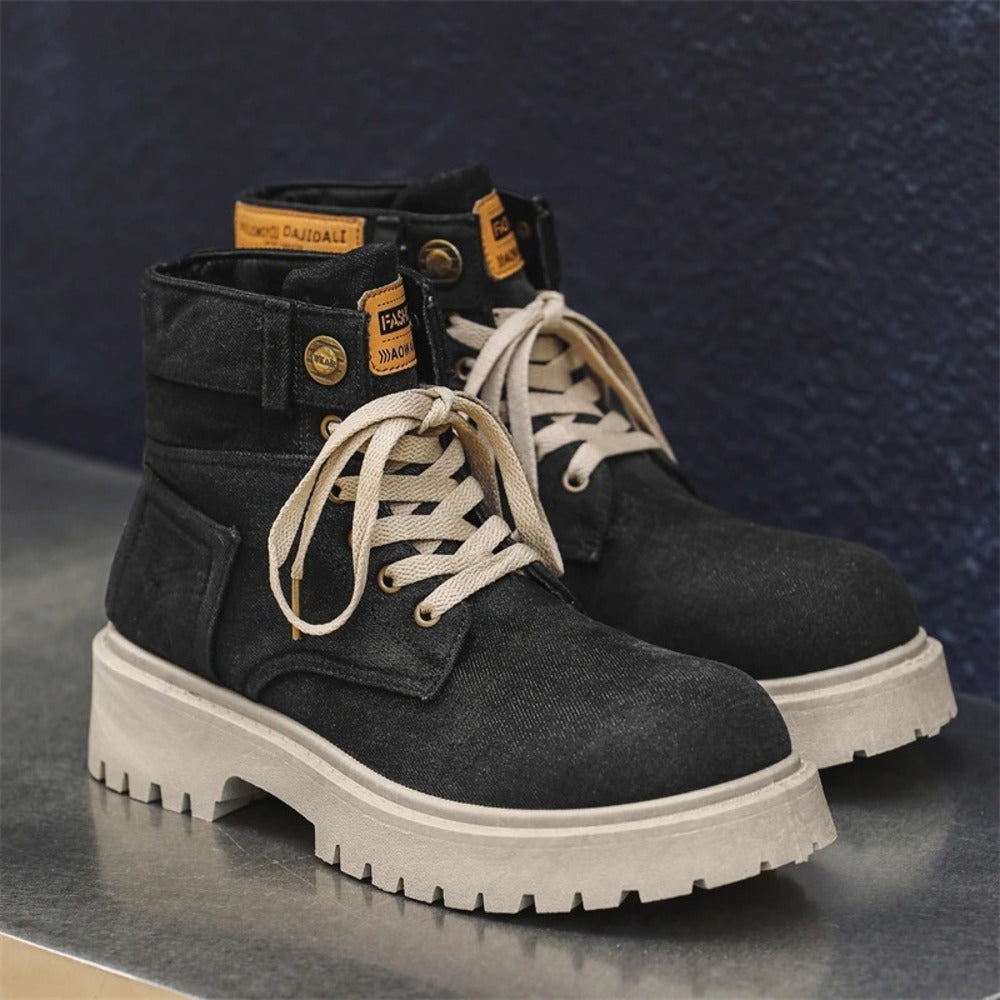 Bottines bleues effet jean