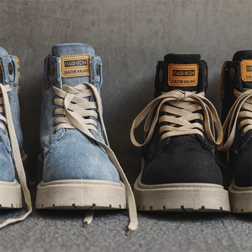 Bottines bleues effet jean
