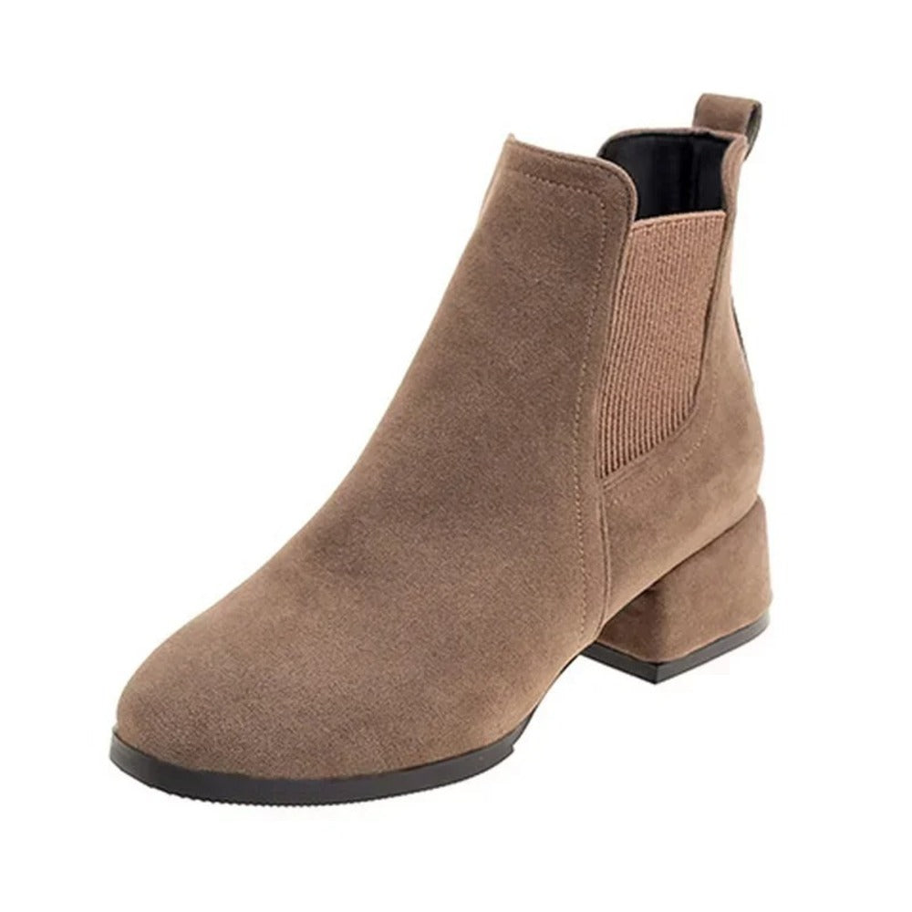 Bottines camel en cuir brossé