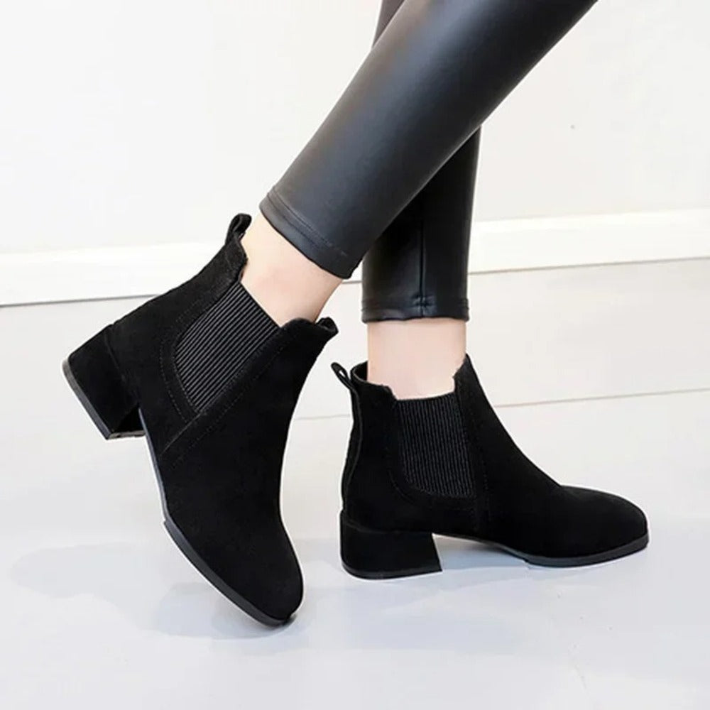 Bottines camel en cuir brossé