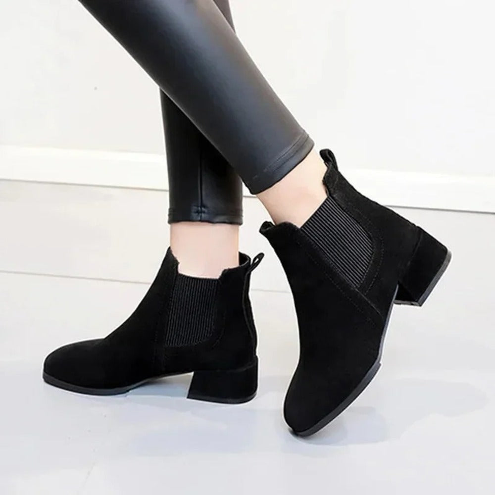 Bottines camel en cuir brossé