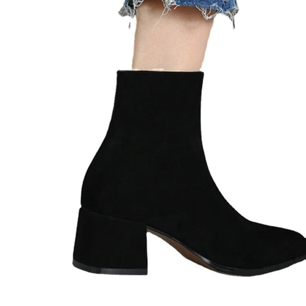 Bottines femme en daim teinte chocolat