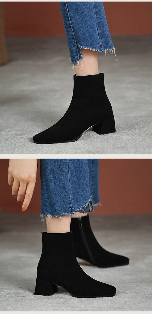 Bottines femme en daim teinte chocolat