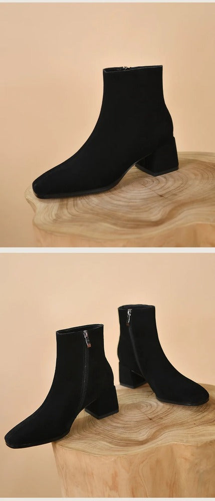 Bottines femme en daim teinte chocolat