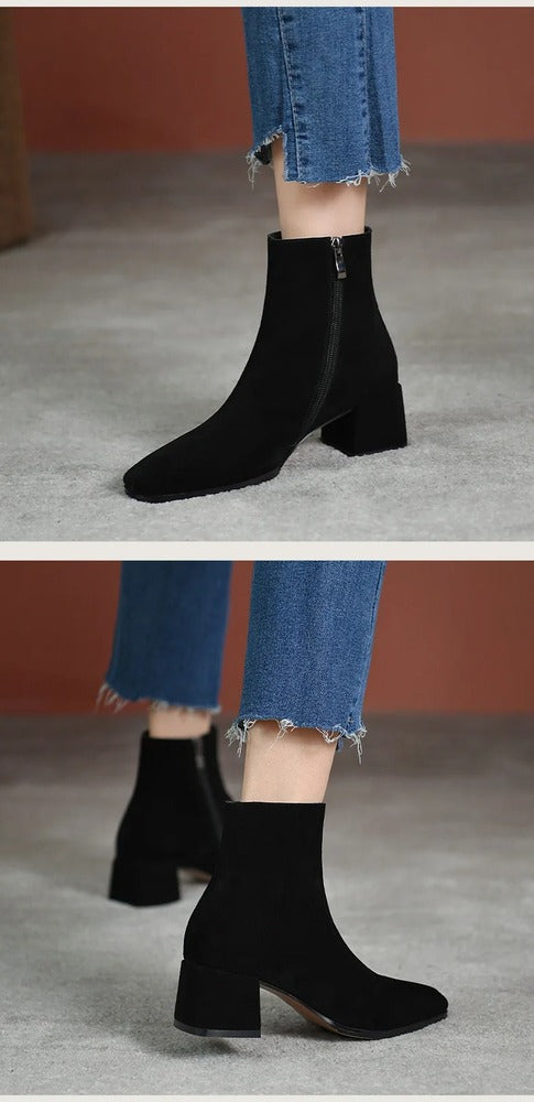 Bottines femme en daim teinte chocolat